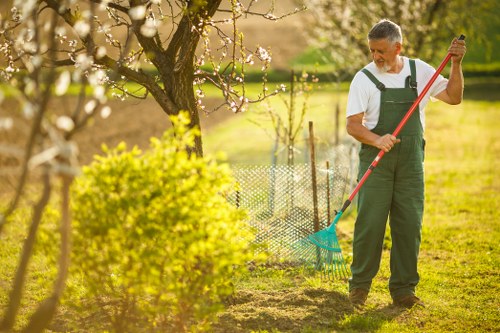 First aid kit and emergency plan on-site during gardening work